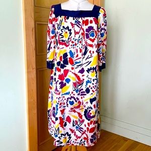 Vintage Cotton Colourful Floral Dress, Size 14
